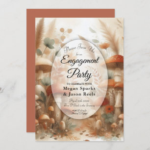 Terracotta Toadstool Woodland Magic Engagement  Invitation