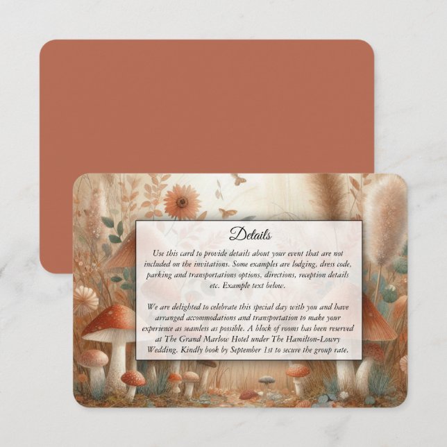 Terracotta Toadstool Woodland Magic Wedding Enclosure Card (Front/Back)