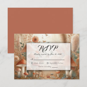 Terracotta Toadstool Woodland Magic Wedding RSVP Card