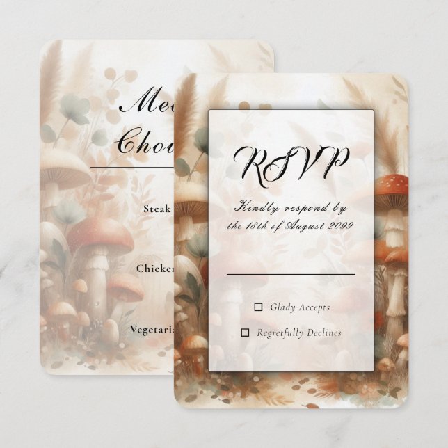 Terracotta Toadstool Woodland Magic Wedding RSVP Card (Front/Back)