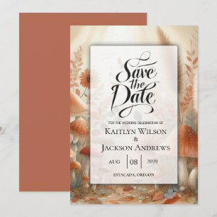 Terracotta Toadstool Woodland Magic Wedding Save The Date