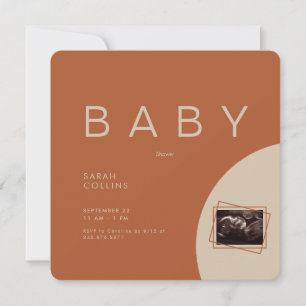 Terracotta Trendy Ultrasound Baby Shower Rounded Invitation