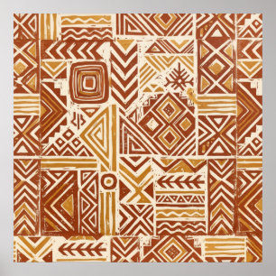 Terracotta Tribal Geometric Poster
