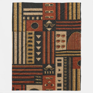 Terracotta Tribal Geometric Sherpa Blanket Decor