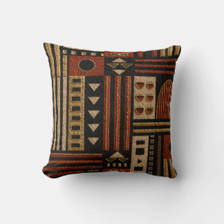 Terracotta Tribal Geometric Sherpa Blanket Decor Cushion