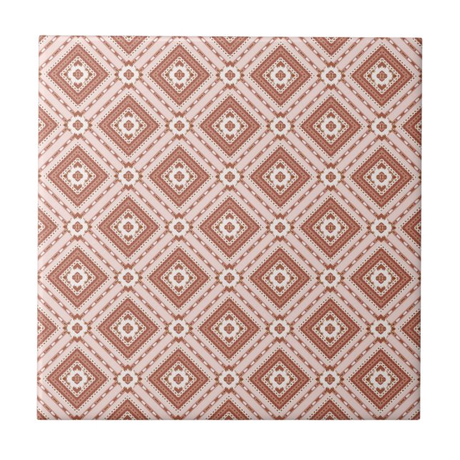 Terracotta Tribal - Modern Geometric Pattern Tile (Front)