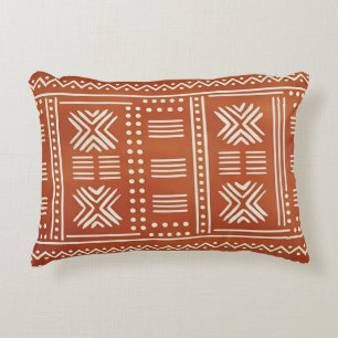 Terracotta Tribal Mudcloth Pattern Decorative Cushion