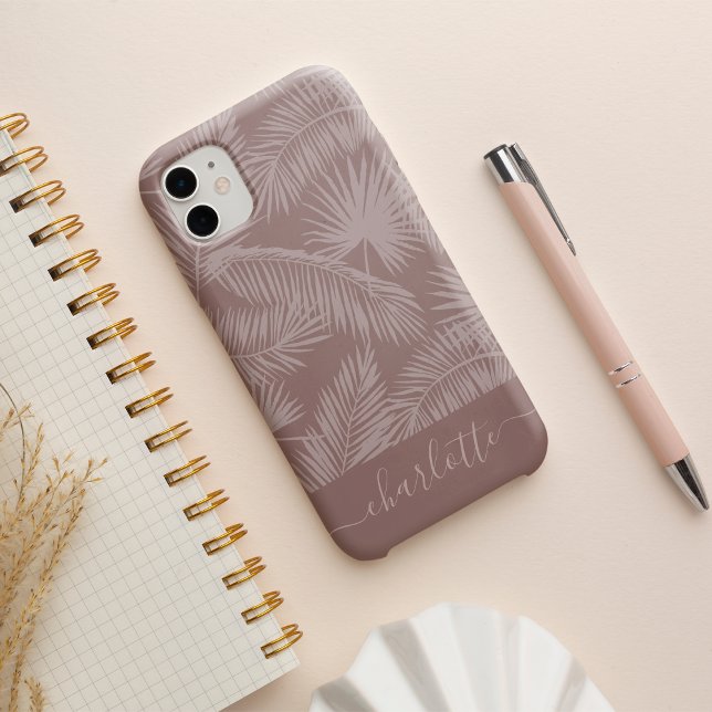 Terracotta Tropical Botanical Palm Leaves Pattern iPhone 16 Case (Creator Uploaded)