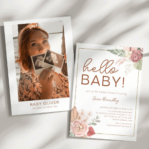 Terracotta Tropical Dried Watercolor Baby Shower Invitation