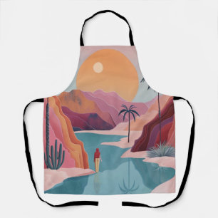 Terracotta Turquoise Celestial Oasis Landscape Apron