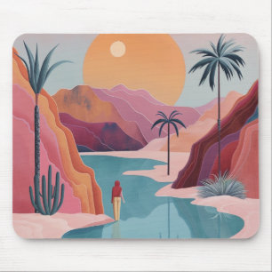 Terracotta Turquoise Celestial Oasis Landscape Mouse Mat