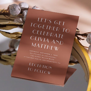 Terracotta typography fall minimalist wedding invitation