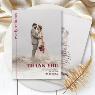 Terracotta typography Japandi photo wedding Thank You Card