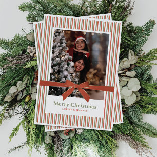 Terracotta Velvet Bow Photo Christmas Card