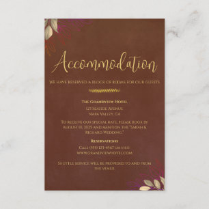 Terracotta Velvet Wedding Accommodation & Details Enclosure Card