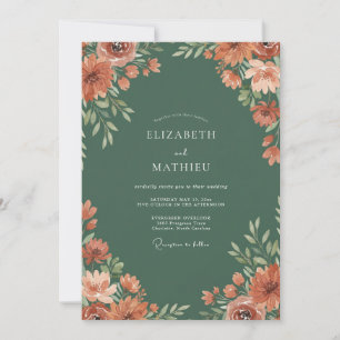 Terracotta Verdant Floral Wedding Invitation