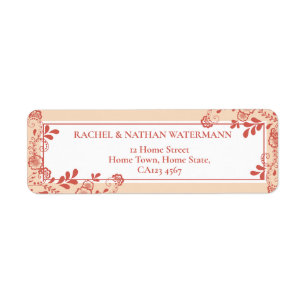Terracotta Victorian Floral Lace Address Label