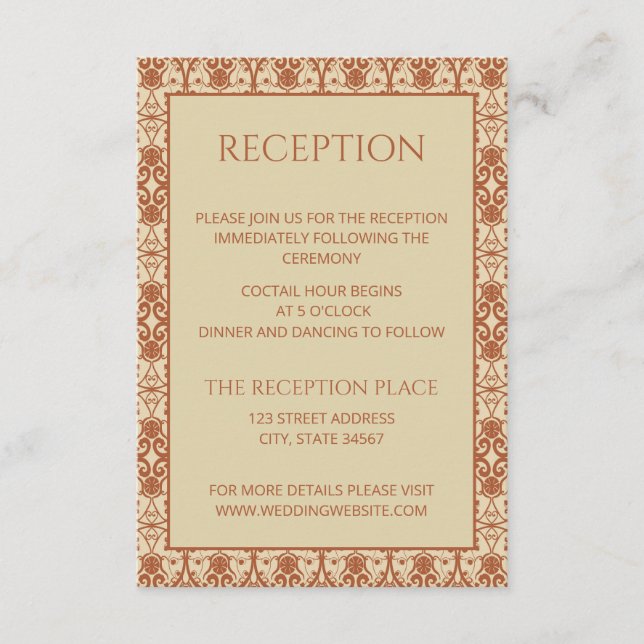 Terracotta Vintage Boho Wedding Enclosure Card (Front)