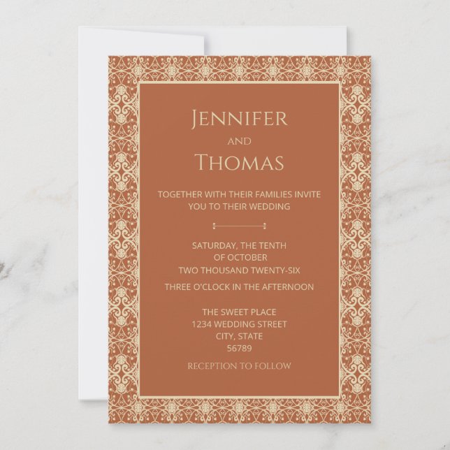 Terracotta Vintage Boho Wedding Invitation (Front)
