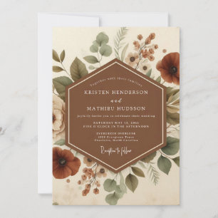 Terracotta Vintage Flora Wedding Invitation