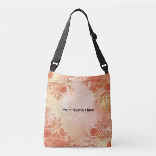 Terracotta Vintage Floral Watercolor Custom Name Crossbody Bag