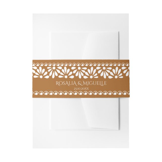 Terracotta vintage talavera Mexican wedding Invitation Belly Band (Front Example)