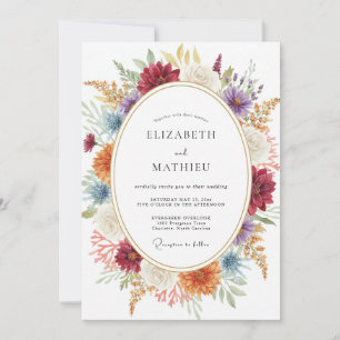Terracotta Violet Wildflower Wedding Invitation