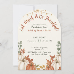 Terracotta Warm Autumn Harvest Friendsgiving Invitation