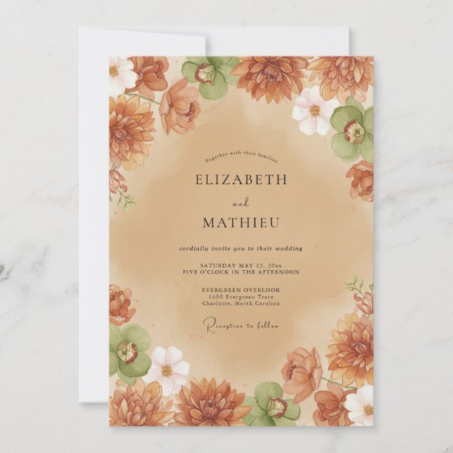 Terracotta Warm Autumn Wedding Invitation (Front)