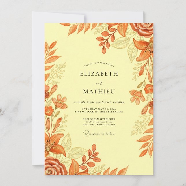 Terracotta Warm Autumnal Wedding Invitation (Front)