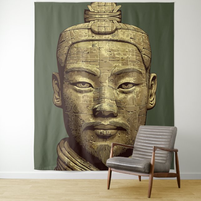 Terracotta Warrior - Ancient Gold Art Tapestry (In Situ)