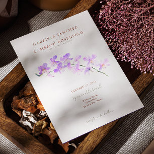 Terracotta Watercolor Boho Floral Orchids Wedding  Invitation