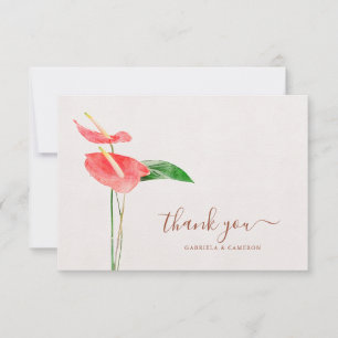 Terracotta Watercolor Botanical Boho Wedding Thank You Card