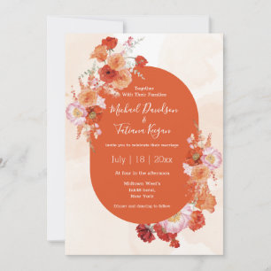 Terracotta Watercolor Floral Boho Earthy wedding Invitation