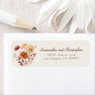 Terracotta Watercolor Floral Fall Custom Address