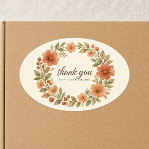 Terracotta Watercolor Floral Thank You Sticker