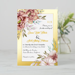 Terracotta watercolor flowers floral wedding gold 