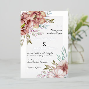 Terracotta watercolor flowers wedding silver