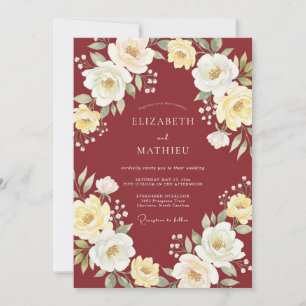 Terracotta Watercolor Leafy Wedding Invitation