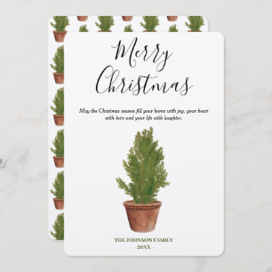 Terracotta Watercolor Merry Christmas Tree Holiday