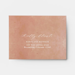 Terracotta Watercolor RSVP w/ Return Address Crest Envelope