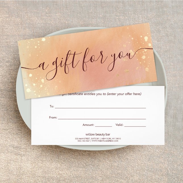 Terracotta Watercolor Script Spa Gift Certificate (Creator Uploaded)