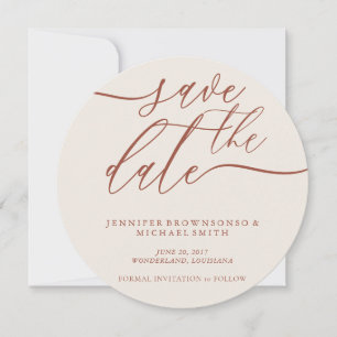 Terracotta Wed Save Date Photo Calligraphy Save The Date