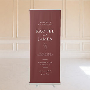 Terracotta Wedding Botanical Minimalist Welcome Retractable Banner