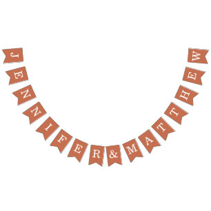 Terracotta Wedding Bride Groom Names Simple Brown Bunting