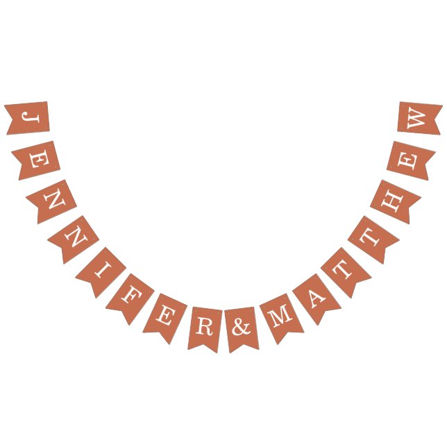 Terracotta Wedding Bride Groom Names Simple Brown Bunting (All)