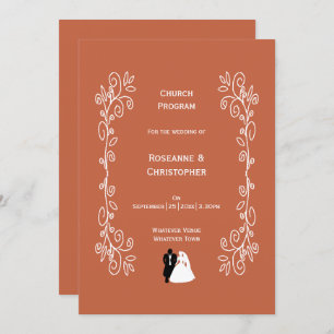 Terracotta Wedding Church Program Bride Groom Programme