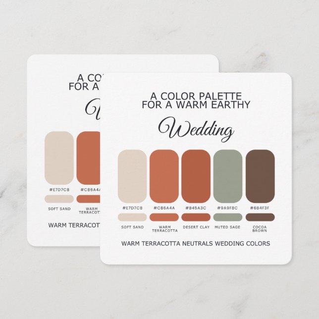 Terracotta Wedding Colour Palette Card (Front/Back)