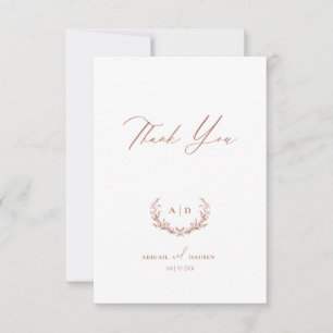 Terracotta Wedding Day Thank you Flat Note Card