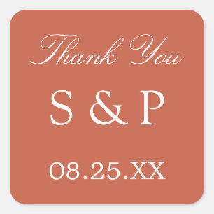 Terracotta Wedding Favour Thank You Sticker
